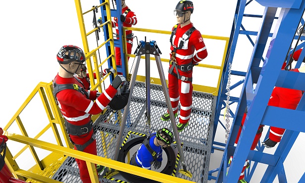  д. Алапурская. АО «Газстройпроект» запустил новый полигон «Альпинист» для тренировок высотных работ